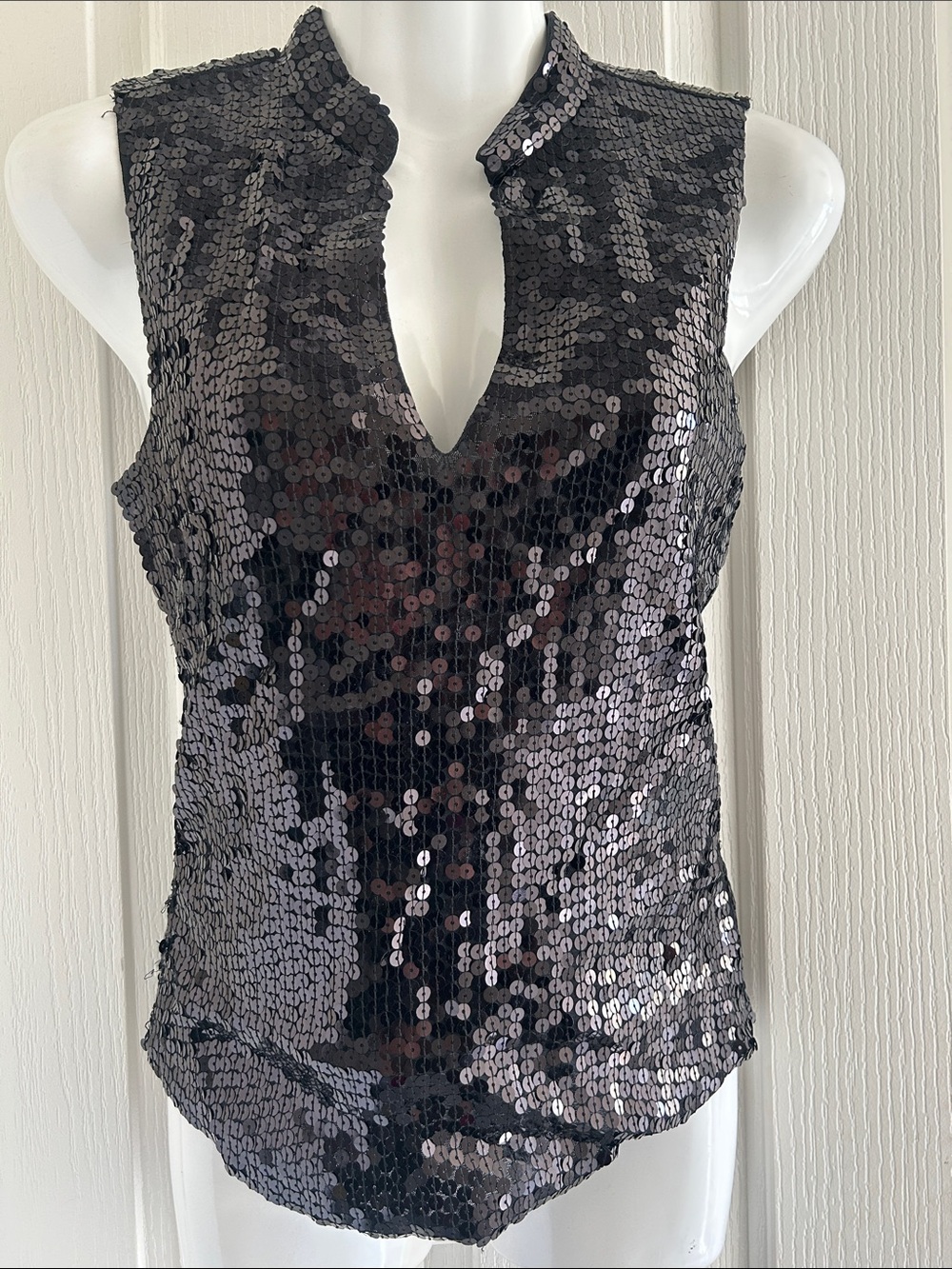 The Limited Black Sequin V-Neck Sleeveless Camisole